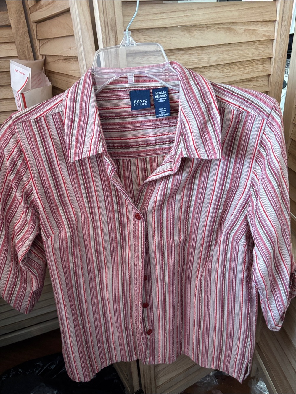 Basic Editions Textured Blouse Medium
